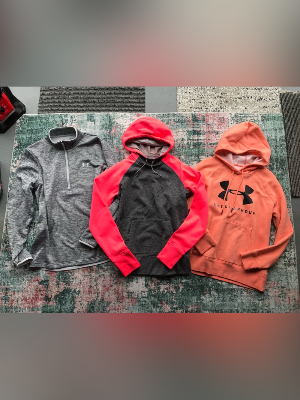 Nike Women's Zip-Up Hooded Sweatshirt - Gray & Neon Coral Pink